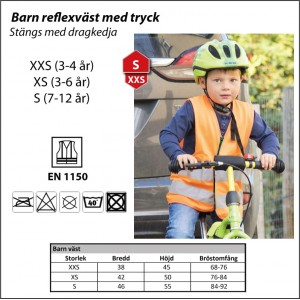 Barn reflexv&auml;st med dragkedja