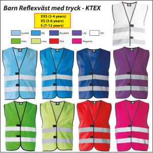 Barn Reflexv&auml;st med tryck (Ktex)