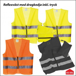 Reflexv&auml;st med eget tryck  - dragkedja