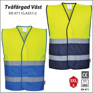 Tv&aring;f&auml;rgad reflexv&auml;st med tryck PW