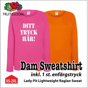 Lady-Fit Lightweight Raglan Sweat med eget tryck