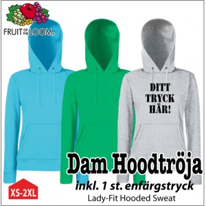 Lady-Fit Hooded Sweat med eget tryck