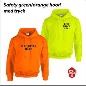 Safety Green/Orange Hood med tryck