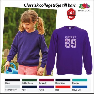 Klassisk Collegetr&ouml;ja till barn med eget tryck