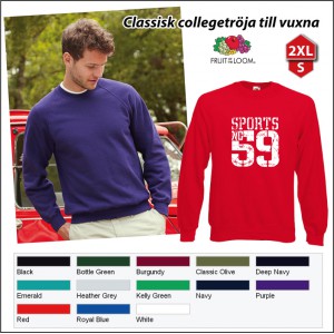 Klassisk Collegetr&ouml;ja till vuxna med eget tryck