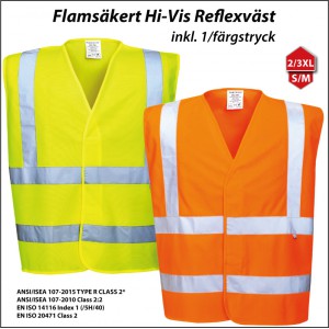 Flam Resistent Hi-Vis Reflexv&auml;st