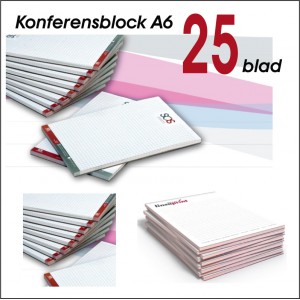 Skrivblock A6 - 25 blad med eget tryck