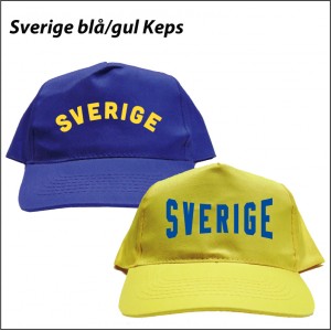 Sverige bl&aring;/gul keps med tryck